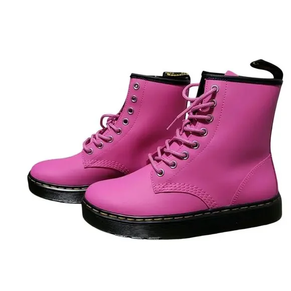 Dr. Martens 1460 Hot Pink Leather Airwave Bouncing Soles Kids Boot Lace Up Sz 12