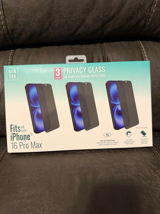 Privacy Glass Screen Protector for iPhone 16 Pro Max - Black (3 Pack)