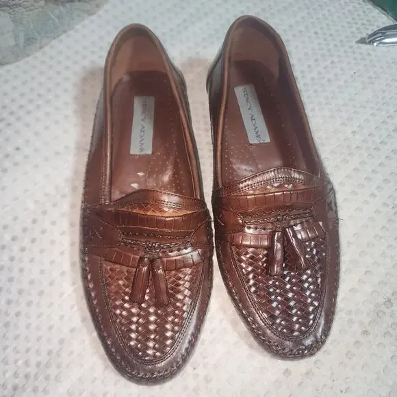 STACY ADAMS EUC MENS SZ 9.5 FLEX WING TIP TASSEL LOAFER SHOES