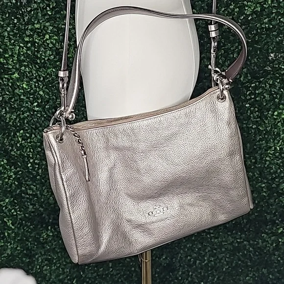 Vintage Coach Metallic Silver Large Hobo