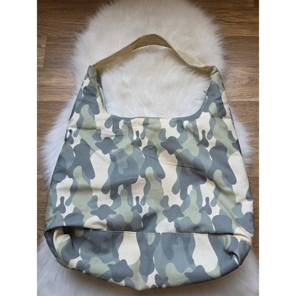 Lev Loren Camo Shoulder Bag Hobo Tote Large Green