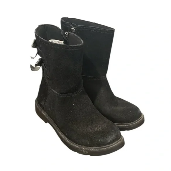 Ugg black girls Tilee boot with silver bows size 3