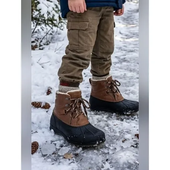 Cat & Jack Duck Boots Sz 4 Brown Black