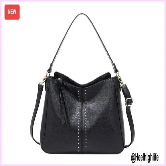 PU Leather Hobo Crossbody Bag Convertible Shoulder Purse Chic Functional