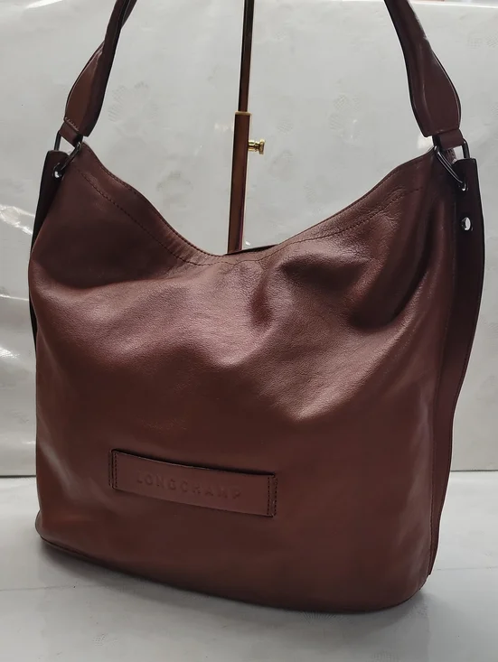 Longchamp 3D Cognac Leather Hobo Bag