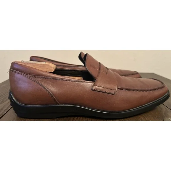 Tod's‎ Men's Leather Penny Loafers Dress Shoes Brown Made In Italy Size 8
