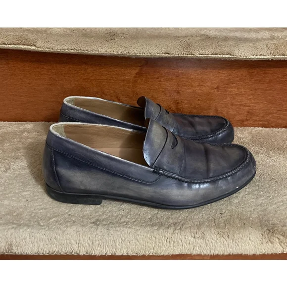 Men's Authentic Berluti Leather Loafers Blue/Gray Size 9.5