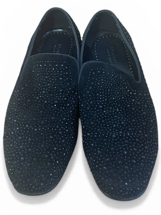 Men’s Black Rhinestone Velvet Loafers Size 11.5 Prom Wedding Tuxedo Shoes