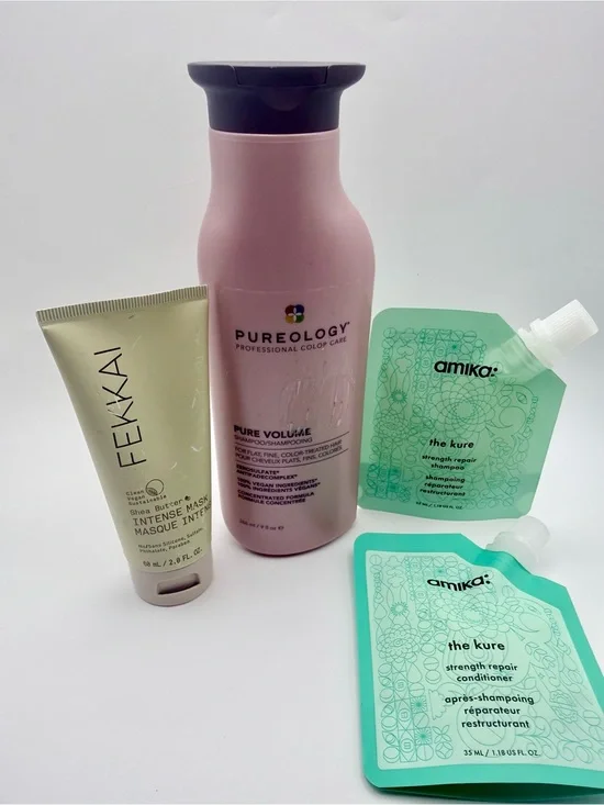 Hair Care Bundle: Pureology, FEKKAI Mask, & 2 amika The Kure Samples (4 Items)