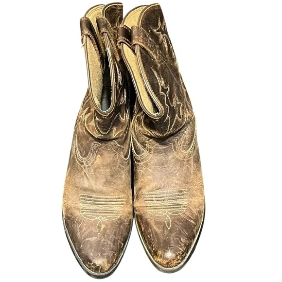 Ariat Heritage Cowboy Boots Kids Size 4 Brown Leather Western Pull On