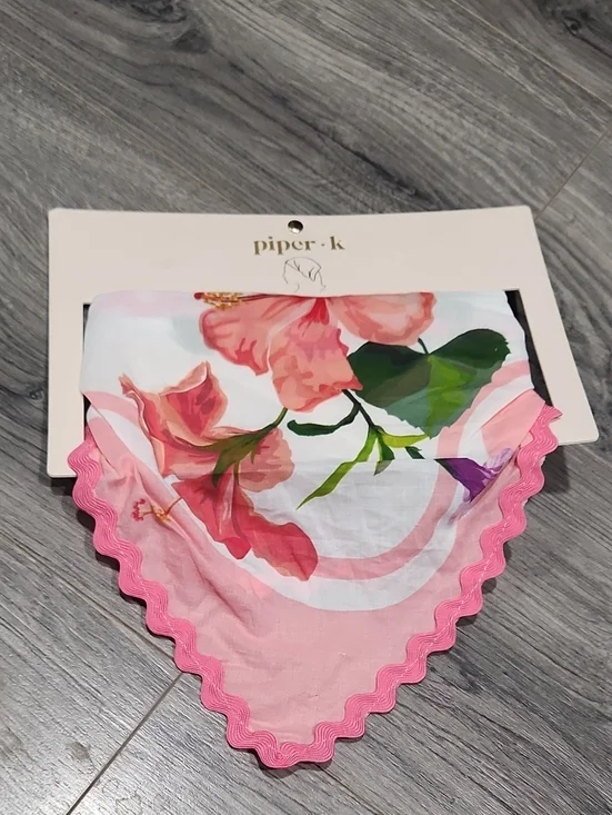 piper•k Floral 100% Cotton Pink Scalloped Bandana