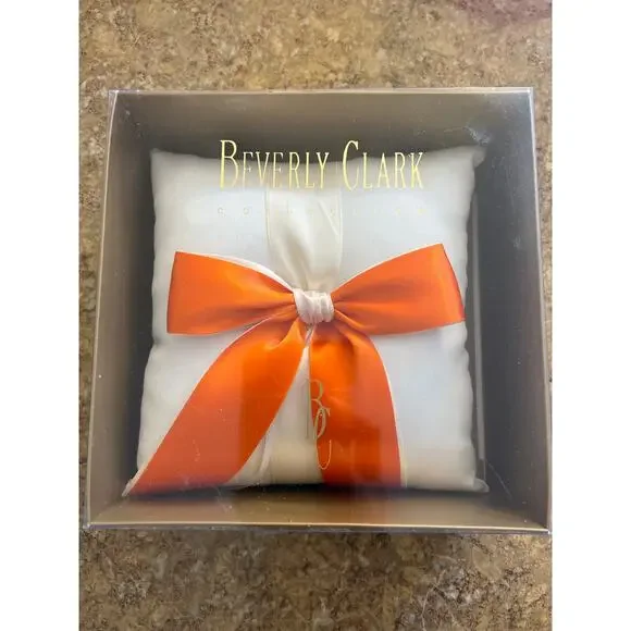 Beverly Clark Collection Orange and Ivory Wedding Ring Pillow