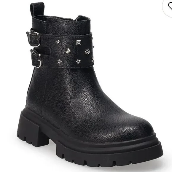 Sonoma Black Kids Boots with Buckle Accents