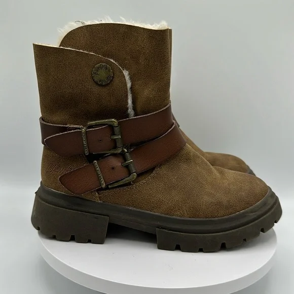 BLOWFISH Girls Lace-Up Leather Boots, Size 13