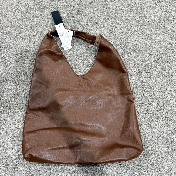 NWT! Isabelle PETA Approved Vegan Leather Brown Beige Reversible Hobo Bag