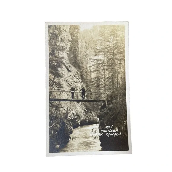 Byron Harmon #225 Johnson Creek Canyon Banff Alberta AB Unused RPPC Postcard