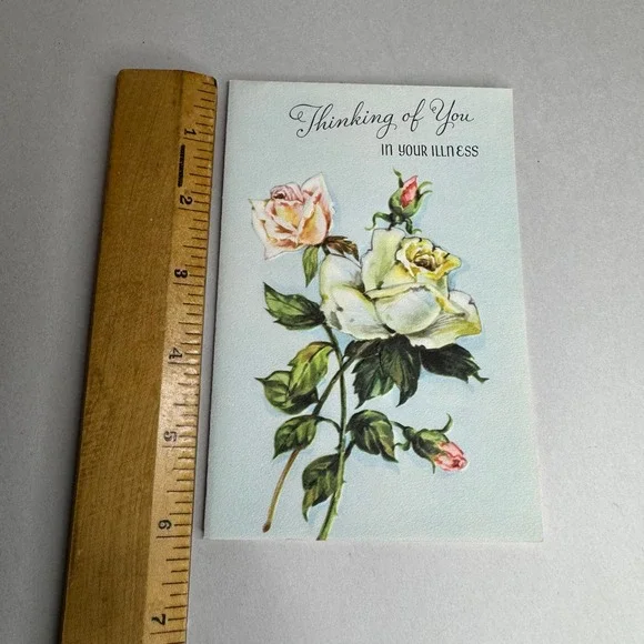 Vintage Sangamon Get Well Greeting Card Thinking of You Floral Roses 5-1329 USA