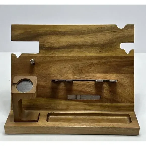 Wood Phone Docking Station Ash Key‎ Holder Wallet Stand Watch Organizer Men
