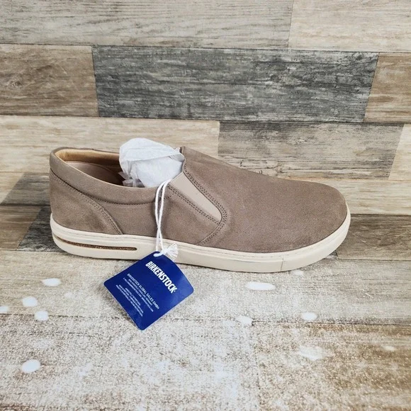 Birkenstock Oswego Mens Casual Shoes Sz 13 Taupe Suede Leather Slip On Sneakers