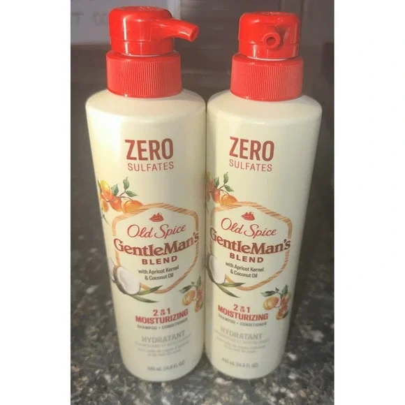 2x OLD SPICE Gentleman's Blend Moisturizing 2-in-1 Shampoo APRICOT + COCONUT Oil