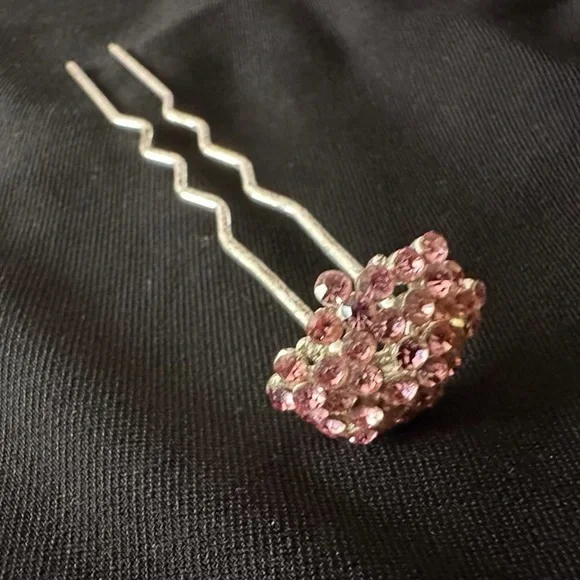Pink Crystal‎ Rosette Hair Pick 4”- Hair Ponytail/Buns OBO