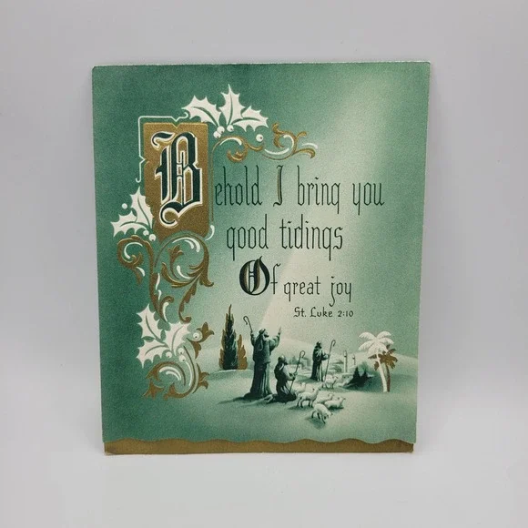 Vintage Christmas‎ Card Sunshine Line Religious Nativity Unused Signed