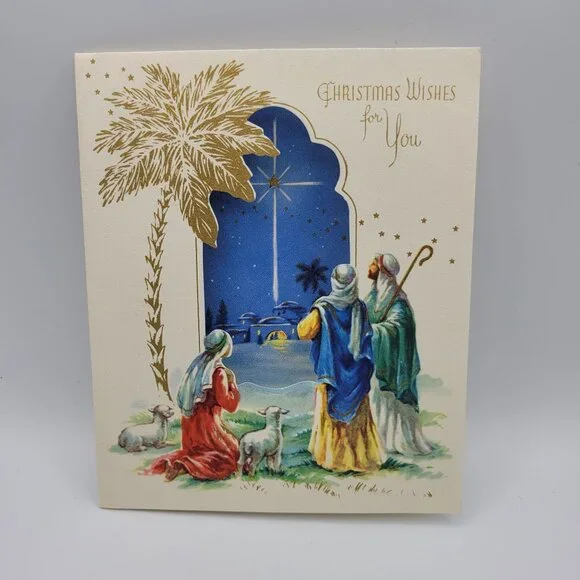 Vintage Christmas Greeting‎ Card With Nativity Scene