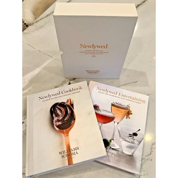 Williams Sonoma Newlywed Cookbook & Entertaining Boxed Set Linen Hardcover