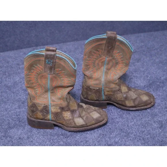 Horse Power Boots Anderson Bean Kids 13  Patchwork Leather HP 1053 Square‎ Toe