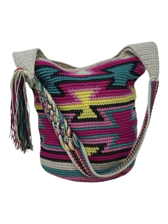The Sak Back to Bali Artisan Made Multicolor Crochet Hobo Shoulder Bag