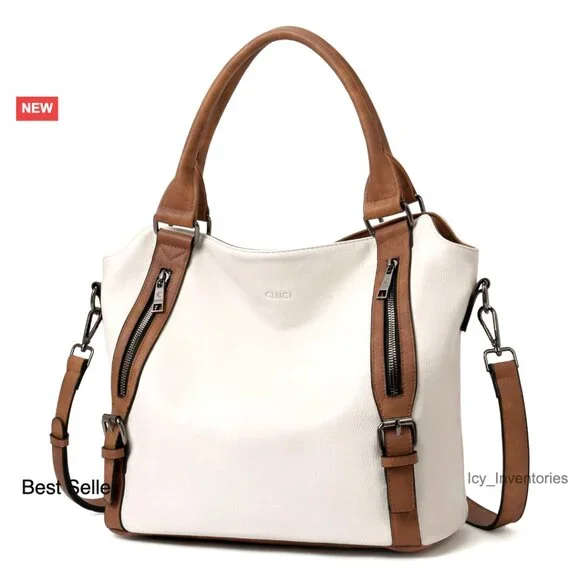 Large Vegan Leather Hobo Bag with Multiple Pockets and Adjustable Strap