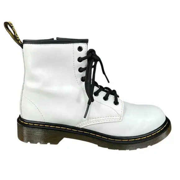 Dr. Martens Kids 1460 J White Leather Combat Boots Size US 3