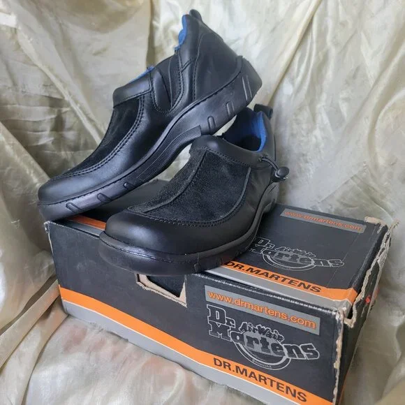 VTG Dr Martens 9562 Black Leather Suede Slip On Toggle Shoe NIB Deadstock M9