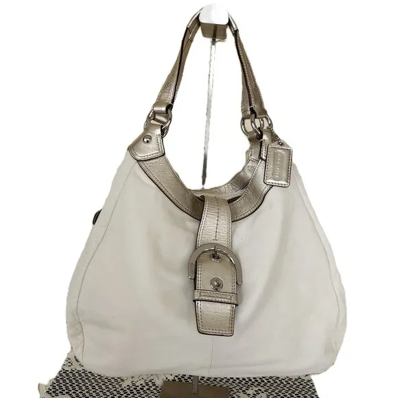 Coach Soho Cream & Gold Leather Shoiulder Bag Purse