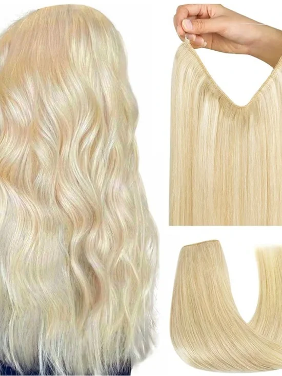 16” 100% Human Blonde Hair Extensions with Invisible Wire