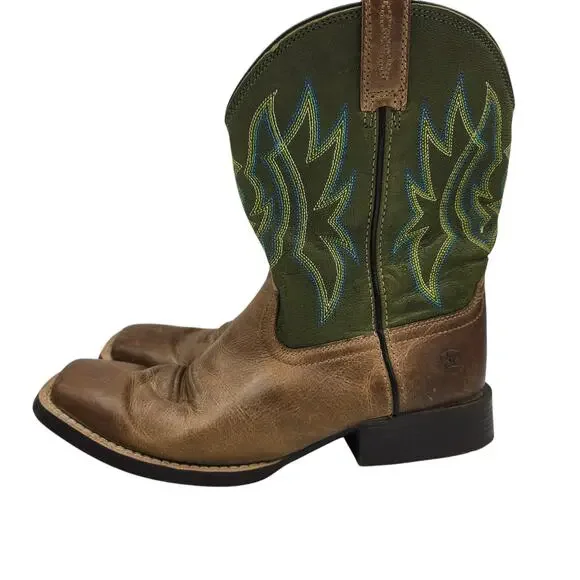Ariat Pace Setter Leather Western Boots‎ Baked Cookie Green Kid's Size 5.5
