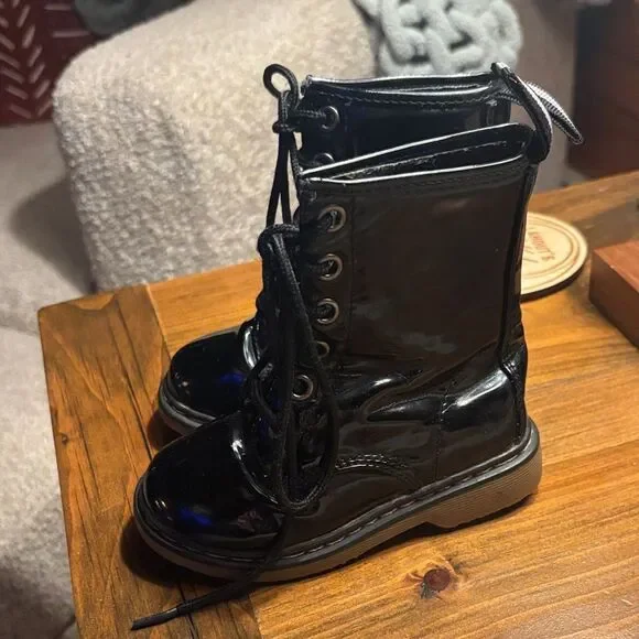 Shiny Black like DOCs Toddler Combat Boots