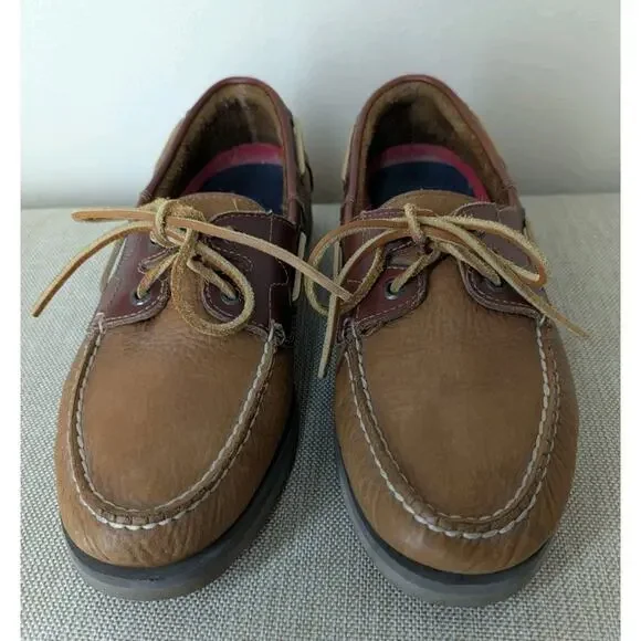 Sperry Top Sider Tan Brown Leather Mens 10.5 M Boat Shoes Nautical Fisherman