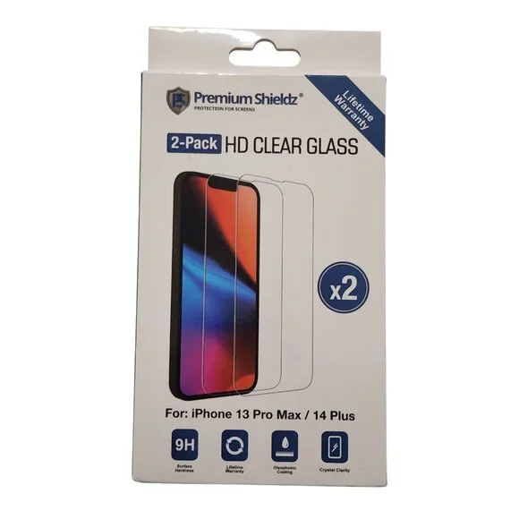 2-Pack Premium Shieldz‎ HD Clear Glass Protector for iPhone 13 Pro Max 14 Plus
