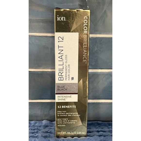 Ion Brilliant‎ 12 Permanent Gloss Hair Color #1B BLUE BLACK High Shine Anti-Fade
