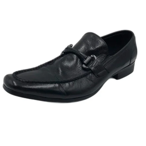 Kenneth Cole Victory at Lastle Men's Black Leather Slip On Dress Shoes 11.5M
