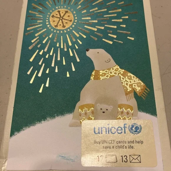 Vintage unicef hallmark cards 12 polar bears brand new in sealed box christmas