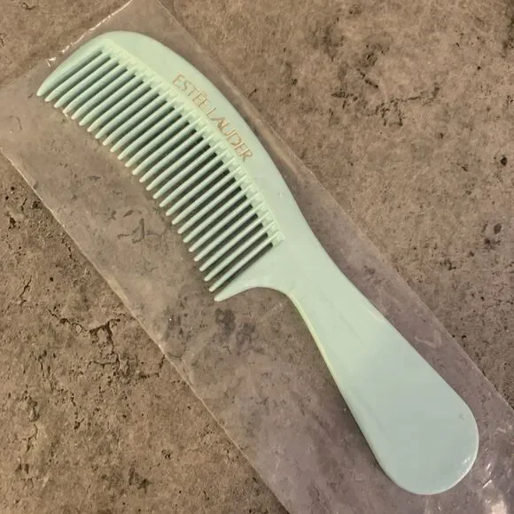 Vintage Estee Lauder Blue Green Hair Comb 6.5” Travel Curved Retro