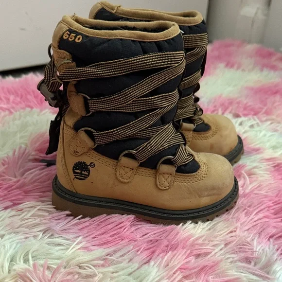 Timberland Kids Brown and Black Lace-Up Boots