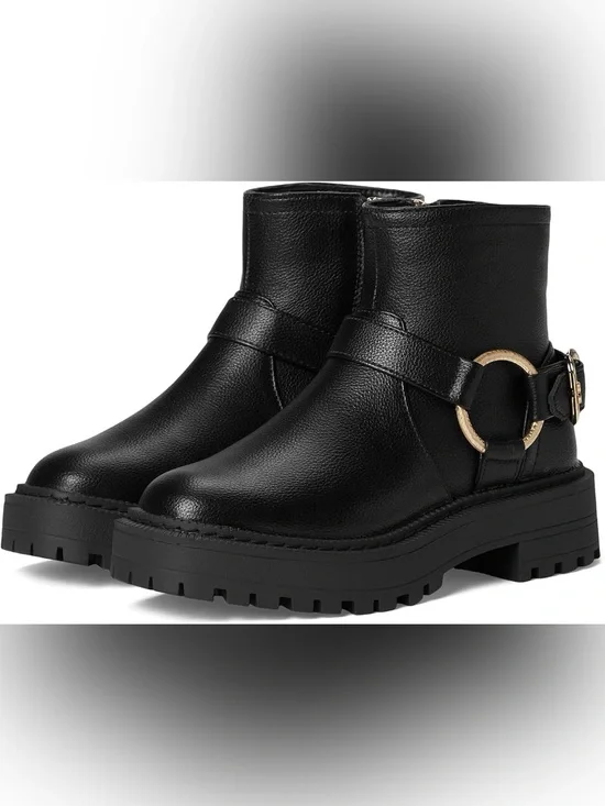 Sam Edelman Lucianna Maria Black Lug Sole Ankle Boots Sz 4 Kids BNWB