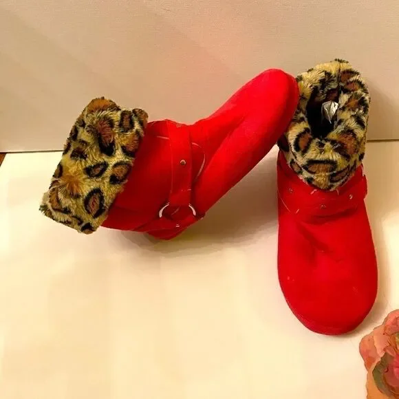 Sweet Girls winter Cheetah Print Boots Size  7-8