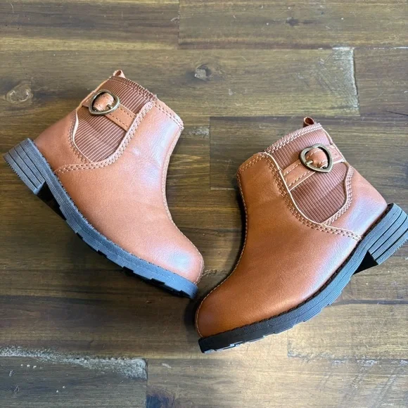 Carters Toddler Tan Caramel Brown Ankle Boots Buckle Short 6