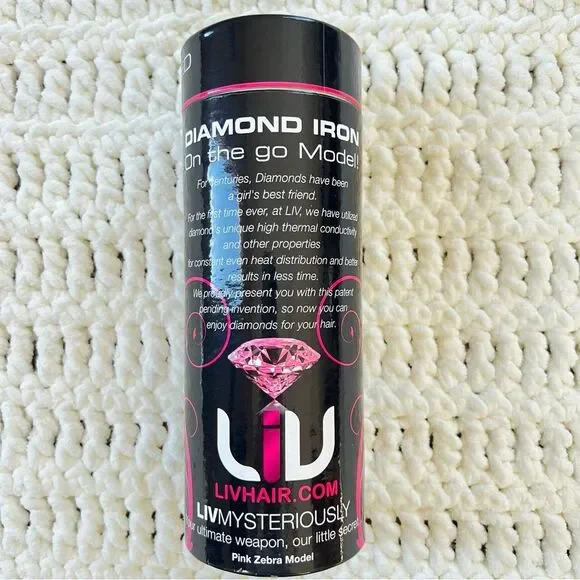 Liv Hair Diamond On The Go Mini Pink Black Animal Print Travel Flat Iron