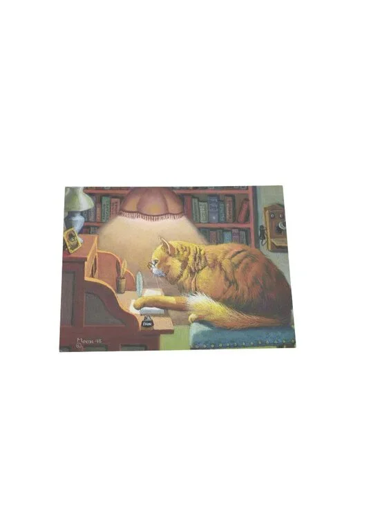 20 The Writer Author Cat Greeting Card by Bryan Moon Blank 94586 Vintage