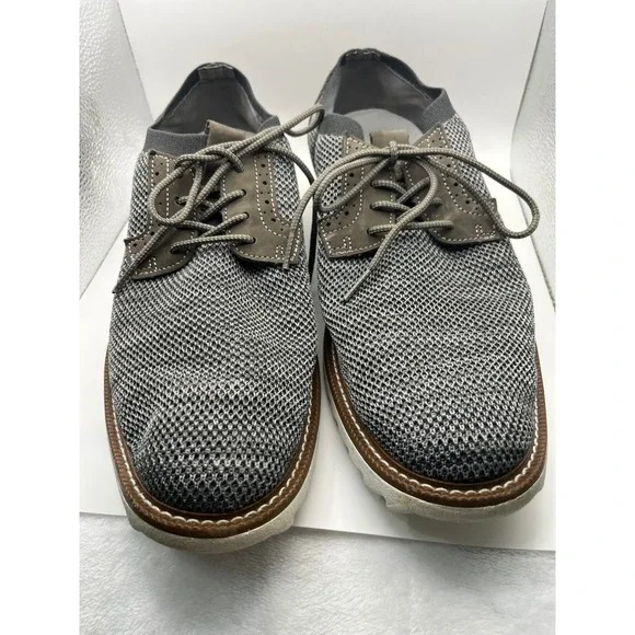 Dockers Mens Knit Oxford Shoes Grey Leather Trim Ripple Sole 90-40760 Size 12M